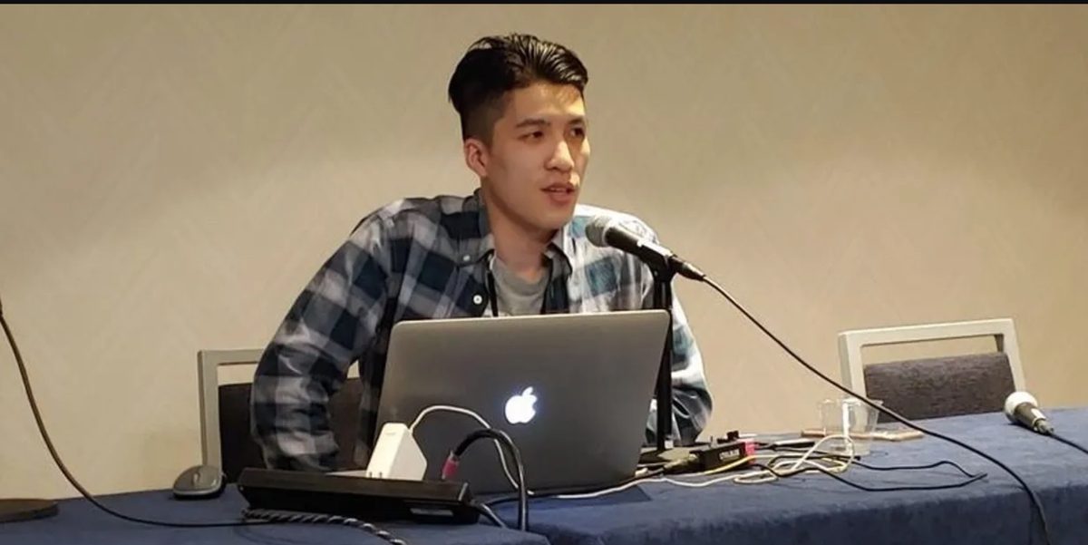 Eric Ye presenting a talk on video game music